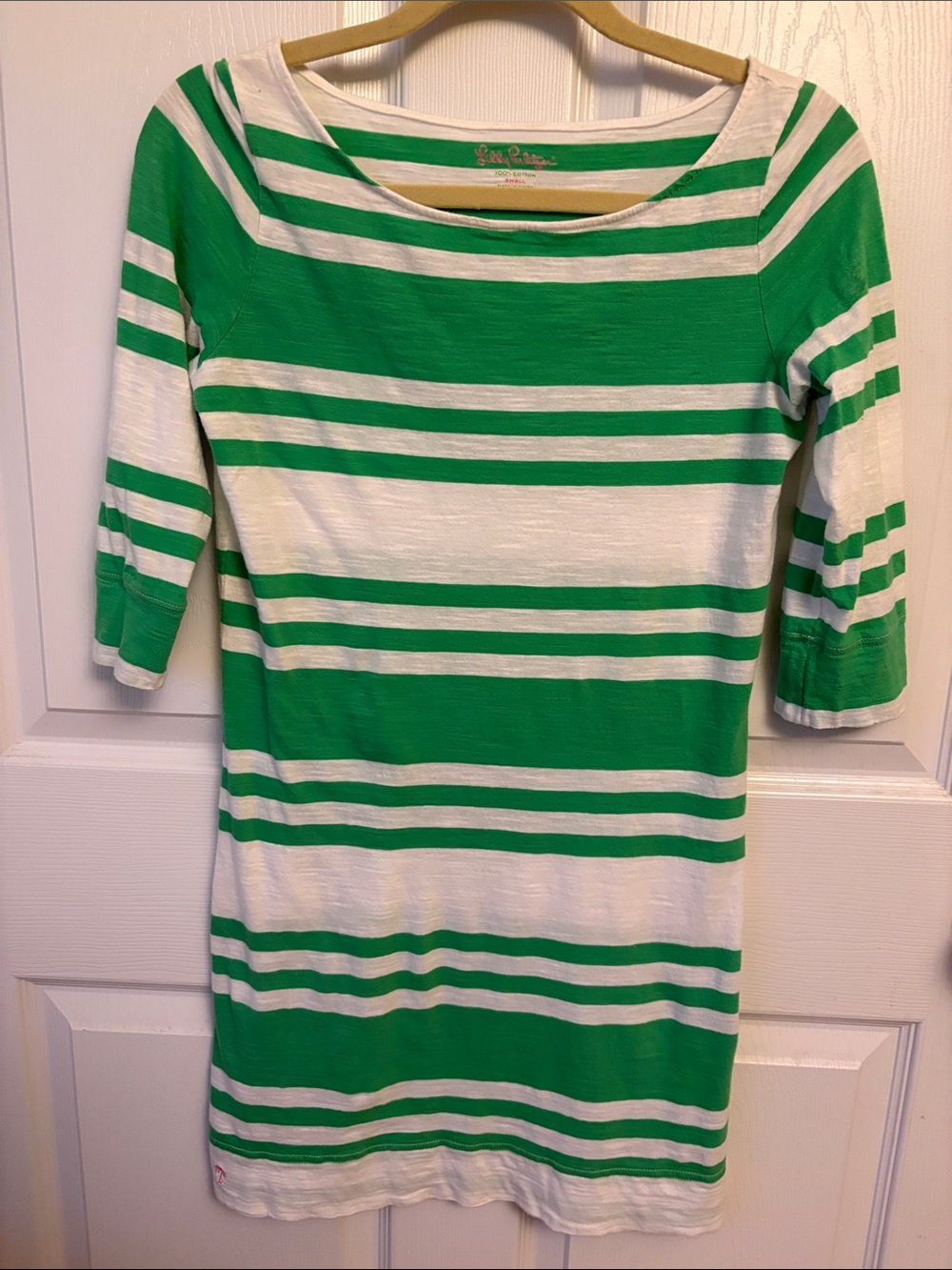 Lilly Pulitzer Green and White Striped Midi Dress